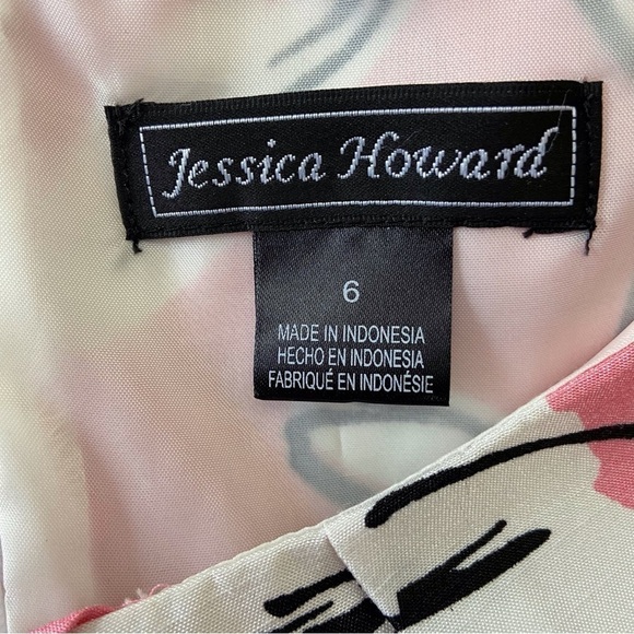 Jessica Howard summer dress sleeveless pink white A-line line fit&flare floral 6 - Picture 3 of 15